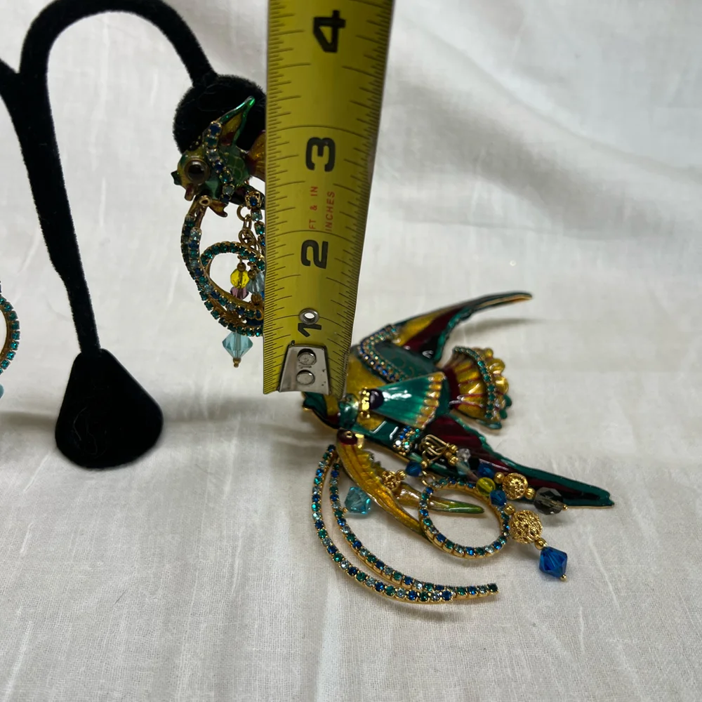 Lunch at the Ritz Articulated Angel Fish Jewelry Set Brooch Pendant & Earrings
